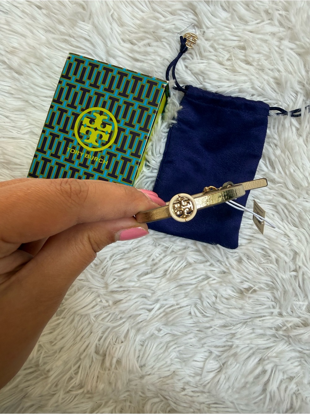 NWT Tory Burch Gold-Tone Logo Leather Bracelet